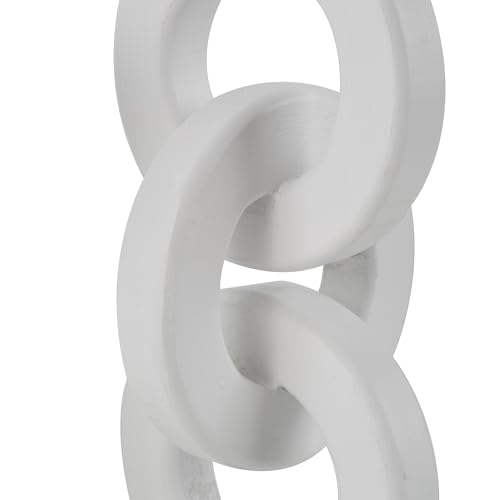 Deco 79 Wooden Decorative Candle Holder Chain Link Candle Stand, Set of 3 Candlestick Holder 13", 11", 9" H, White by Deco 79 - Image 2