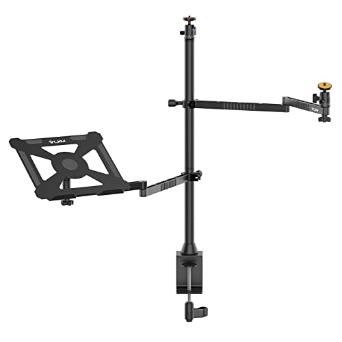 JUSMO LS22 Desk Camera Mount, Desktop Overhead Camera Stand Aluminum Flexible Articulating Arm for Photo Video Record Streaming Setup, Table Clamp Camera Mount for DSLR/Light/Tablet/Laptop