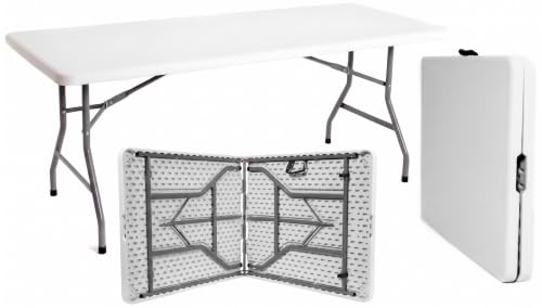 BARGAIN FACTORY 6ft Folding Trestle Table Heavy-Duty Portable Space-Saving Design for Catering camping Events Markets Outdoor & Indoor Use