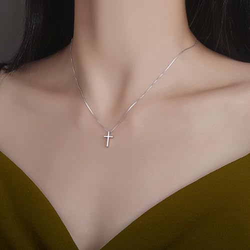 Sterling Silver Cross Necklaces for Women, S925 Dainty Silver Cross Pendant Necklace Small Cross Necklace Box Chains Necklace Jewelry Gifts for Women Teen Mother Birthday2