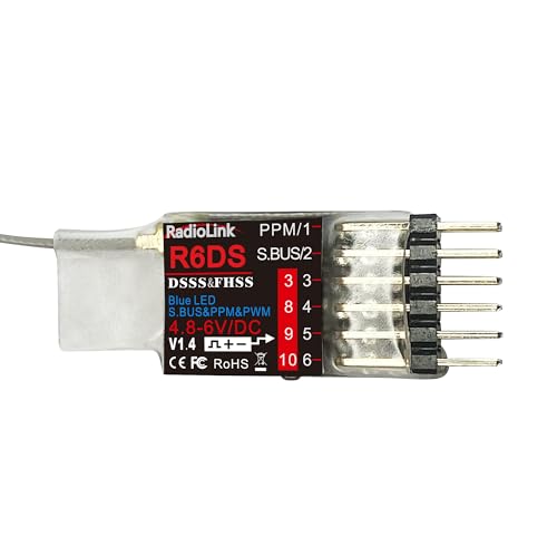 Radiolink R6DS 2.4GHz RC Receiver 6/10 Channels SBUS/PWM/PPM for Drone Airplane Fixed Wing AT9S/AT9S Pro/AT10/AT10II Transmitter RX
