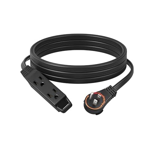 DEWENWILS 15FT Flat Plug Extension Cord, 360° Rotating Plug, 3 Prong Ultra Thin Power Strip, 13A/125V/1625W, 16 Awg Grounded Flat Power Cable for Indoor Narrow Space, SPT-3, ETL Listed, Blac