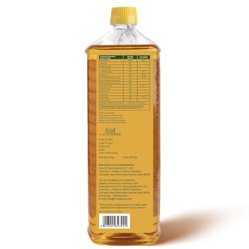 Image of Musta Pure Cold Pressed Yellow Mustard Oil 1 Litre Cooking Oil, Unrefined, Naturally Cholesterol Free, A1 Grade Real Mustard Seeds For Natural Aroma & Flavour For Roasting, Frying, Baking - PET Bottle