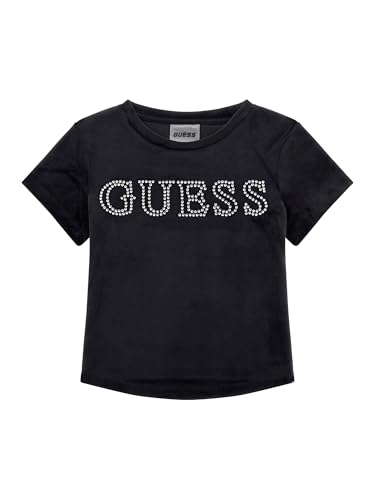 GUESS Girls' Eco Short Sleeve Crop Rhinestone Logo T-Shirt