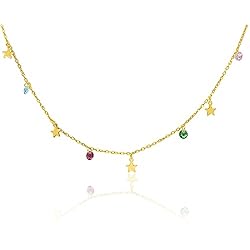 Comprar Gargantilla De Plata WANDA PLATA Gargantilla Mujer Estrellas Collar Estrellitas y Circonitas Plata de Ley Chapado Oro, para Mujer Joven, Chica con Cadena Regulable en Caja de Regalo