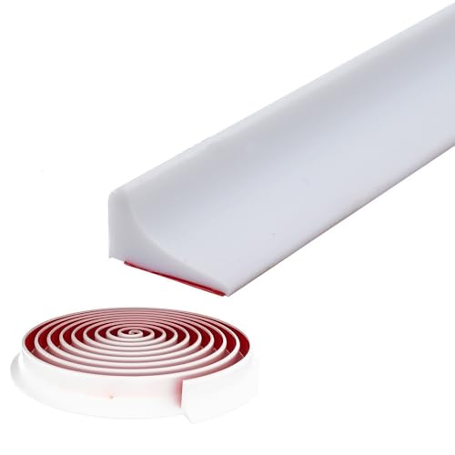 Shower Threshold Water Dam,Self Adhesive Silicone Waterproof Barrier Bathroom and Kitchen Shower Water Stopper Guard for Dry And Wet Separation Caulk Seal Strip Edge Trim(78Inch, White) by mvuenleyog - Used condition - US$15.22