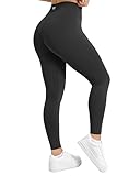 TomTiger Yoga Pants for Women 25''- High Waist Workout Leggings Tummy Control Butt Lifting Booty Tights 7/8 (Black,M)