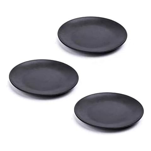 Mengbaobao Set of 3 Black Melamine Dinner Plates Cover