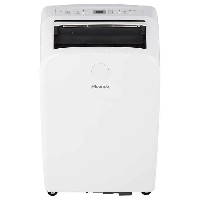 Hisense-Portable-Air-Conditioner-White-Ventilation-WIFI-8000-BTU-9000-BTU-Heating-115-Volts-Timer-4-Comfort-Modes-Remote-Control-Double-Hose-Reconditioned