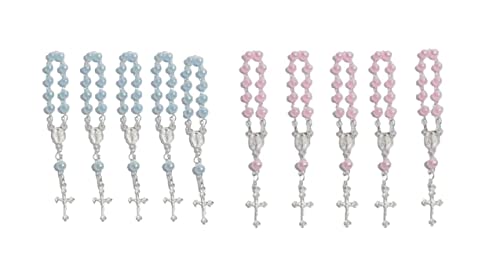 Kit Batizado 12 Caixa 4x4cm Anjo Prata 12 Mini Terço Pérolas 5mm 12 Organza 8x12cm Lembrancinhas Mim