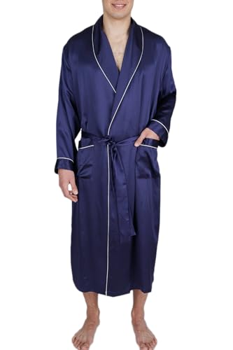 Men's Luxury Silk Sleepwear 100% Mulberry Silk Long Robe Kimono