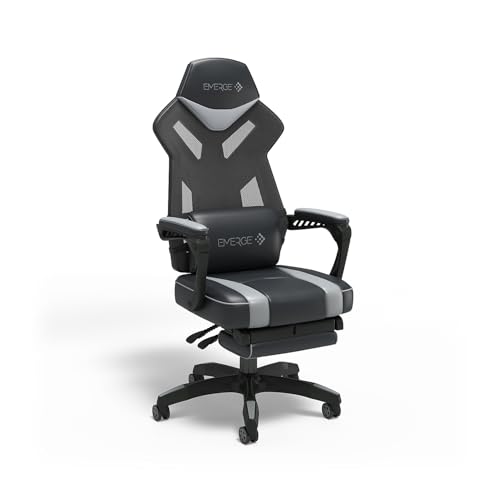 STAPLES Emerge Vomax Bonded Leather Ergonomic Gaming Chair, Black/White (61364)