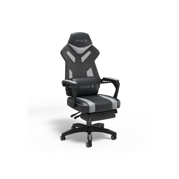 STAPLES Emerge Vomax Bonded Leather Ergonomic Gaming Chair, Black/White (61364)