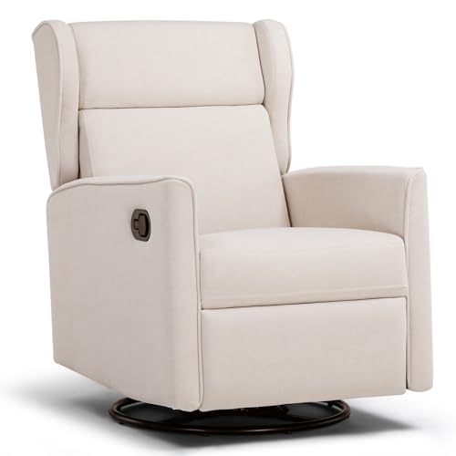 COMHOMA Rocking Recliner Chair,Swivel Glider Reclining Single Sofa Manual Rocker Recliners,Nursery Rocking Chairs with Upholstered Seating for Living Room Office(Beige)