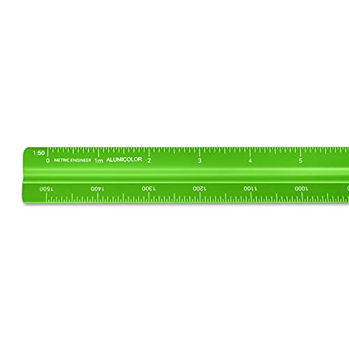 Image of Alumicolor Aluminum Engineer Metric Solid Drafting Scale, 30 Centimeter, Green