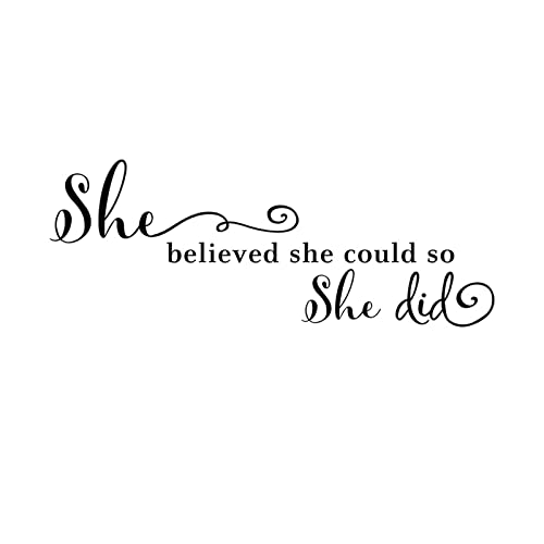 She Believed She Could So She Did Wall Sticker, Inspirational Wall Decals Quotes Motivational Wall Stickers Vinyl