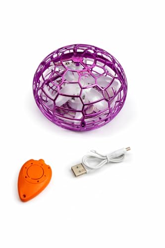 Image of Magic Flying Orb Spinner Toy for Kids - Pink Color | Hand Sensor Rechargeable LED Flying Ball | Hover Drone Boomerang Spinner Toy for Boys & Girls 6-12 Years (Purple)