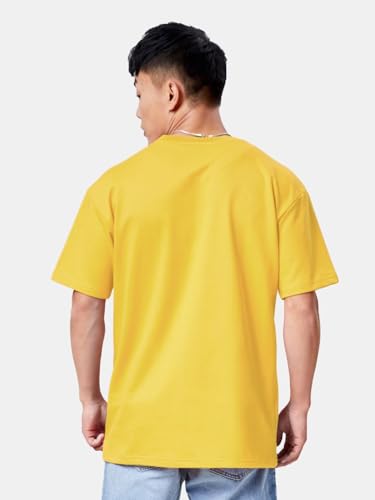 Image of crazymonk Oversized Baggy Fit Drop Shoulder Half Sleeves Round Neck Solid Pure Cotton T-Shirt for Men