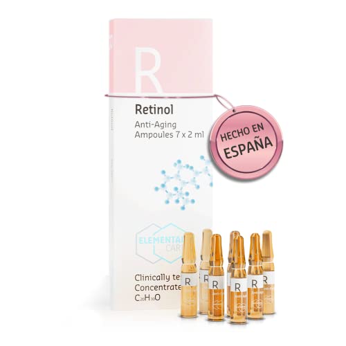 Elemental Care Ampollas Retinol 7x2ml – Sérum Facial Antiedad, Antimanchas e Iluminador con Aceites Naturales y Bidens Pilosa – Tratamiento Intensivo Antirugas e Hidratante Regenerador