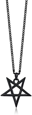 Satanic Necklace For Men - Satainism Jewellery Sigil of Lucifer Necklace Pentagram Pentacle Necklace Satan Goat Baphomet Pendant Leviathan Cross Pendant With Chain Church Punk Gothic Jewellery Gifts