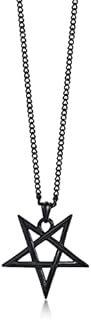 Satanic Necklace For Men - Satainism Jewellery Sigil of Lucifer Necklace Pentagram Pentacle Necklace Satan Goat Baphomet Pendant Leviathan Cross Pendant With Chain Church Punk Gothic Jewellery Gifts