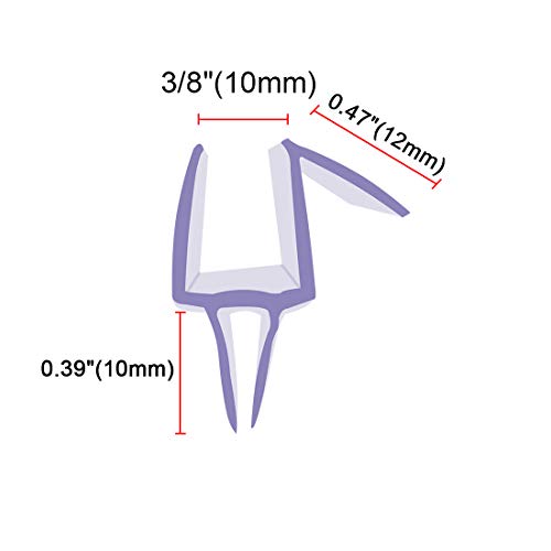 Cozylkx 2Pcs Frameless Glass Shower Door Sweep for 3/8" Glass, Bottom Seal with Drip Rail, 27.5" Long