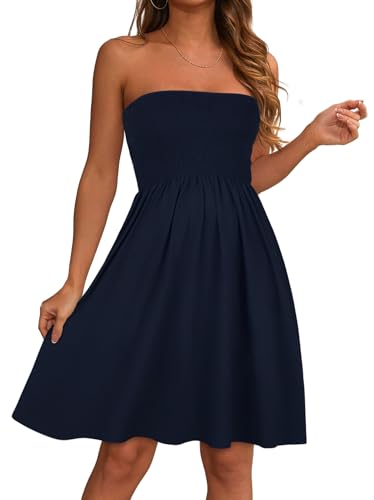 Image of elescat Summer Dresses for Women 2026 Strapless Casual Beach Cover Ups Tube Top Sundress