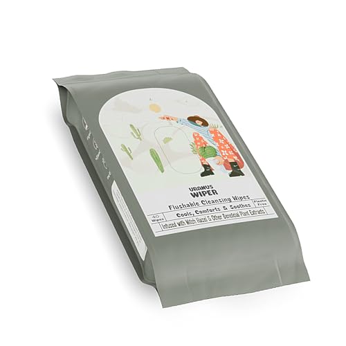 URANUS WIPER Haemorrhoid Wipes 40S (Pack of 1) Flushable with Witch Hazel & Natural Extracts. Calming Soothing Biodegradable Piles Care. Also Suitable for Fissures and IBS