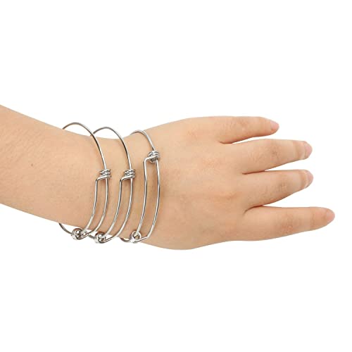 Alexcraft 12 Pcs Silver Expandable Bangle Bracelets Adjustable Wire Blank Bangles Set Stainless Steel Bracelets For Diy Jewelry Making 2.6 Inches #TOP4