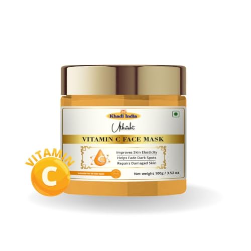 Image of Utkristh Khadi Vitamin C Face Mask 100 gm | Pure & Ayurvedic | For Pigmentation & Dark Spots | Brightens & Even Out Skin Tone for Glowing Skin | All Skin Types | Face Mask for Men & Women