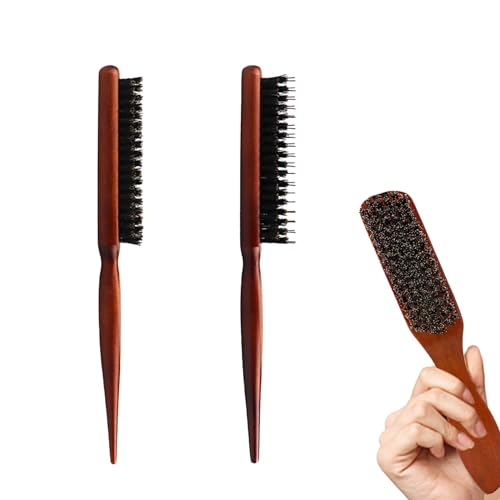 TECKI 3 Piezas Cepillo Cerdas Jabali - Cepillo De Pelo De Cerdas De Jabali, Cepillo De Moño De Moda, Cepillo Barba para Hombres, Peine Desenredan para Mujeres, Herramientas Profesionales De Peluquería