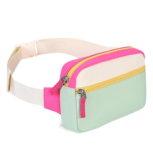 Cotmcor Fanny Pack Birthday Graduation Gifts for 5 6 7 8 9 10 11 12 Year Old Teen Girls Her Kids, Preppy Cute Trendy Stuff Colorblock Crossbody Bag Adjustable Belt Bags for Travel Essentials