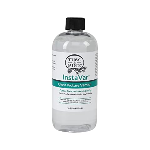 Tusc & Pine InstaVar™ Gloss Picture Varnish - Archival Quality Varnish for Oil, Alkyd, and Acrylic Artists - 16.9oz Bottle Cover