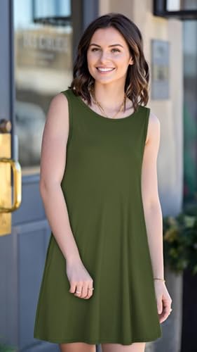 Image of JOLIGAL Womens Summer Dresses Casual Sleeveless Tshirt Sundress Beach Cover Up with Pockets Loose Tank Dress 2026