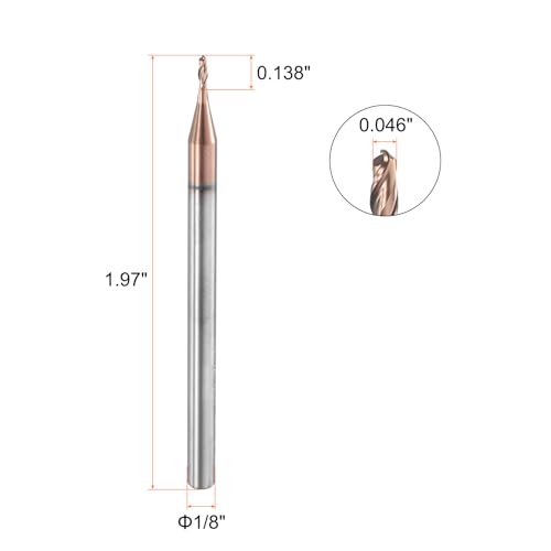 Image of HARFINGTON Ball Nose End Mill 2 Flute 0.046 inch Diameter 1 /8 inch Shank Tungsten Carbide Uncoated Spiral CNC Router Bits 0.138 inch Cutting Length Single End Ball for Carving Engraving Grinding