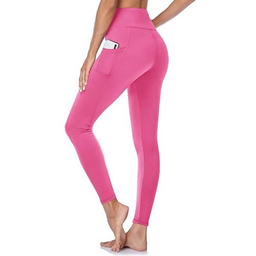GAYHAY Leggings with Pockets for Women - High Waisted Tummy Control Workout Yoga Pants for Gym Running XX-Large A-pink