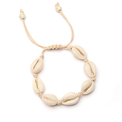 Preisvergleich Produktbild Vikenner Mädchen Muschel Armband Weiß Handgemachte Shell Anhänger Handgewebtes Armbänder Damen Schmuck Bracelet Zubehör Einstellbar Armreifen Beach Kette Fußkettchen Foot Schmuck Beige