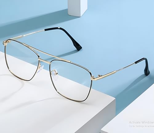 Image of Roshfort Men and Women Wonder Metal Full Rim Square Shape Eyeglasses Anti Reflective Eyewear Spectacles Frame