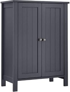 VASAGLE Freestanding Bathroom Floor Storage Cabinet, Storage Cupboard, Bathroom Storage Unit, with 2 Adjustable Shelves, 30 x 60 x 80 cm, Grey BCB60GY