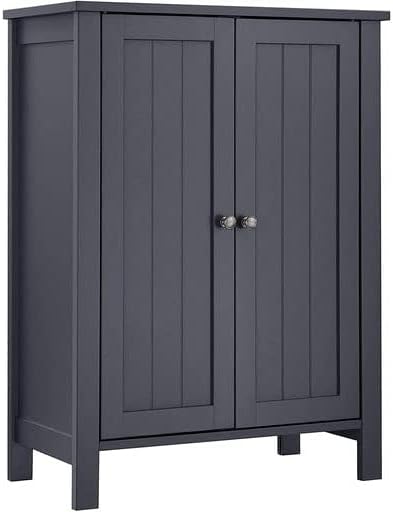 VASAGLE Freestanding Bathroom Floor Storage Cabinet, Storage Cupboard, Bathroom Storage Unit, with 2 Adjustable Shelves, 30 x 60 x 80 cm, Grey BCB60GY