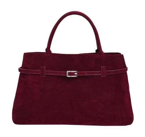 VZXATYOP Bolso Tote De Ante For Mujer: Bolso De Hombro Retro Vintage con Asa Superior For El Trabajo Y El Día A Día, Bolso De Mano De Piel De Primera Calidad(Red)