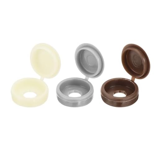 uxcell 210Pcs Screw Cover Caps, Plastic Hinged Screw Covers, Snap Washer Covers Screw Caps for Furniture and Walls, Yellow/Grey/Coffee