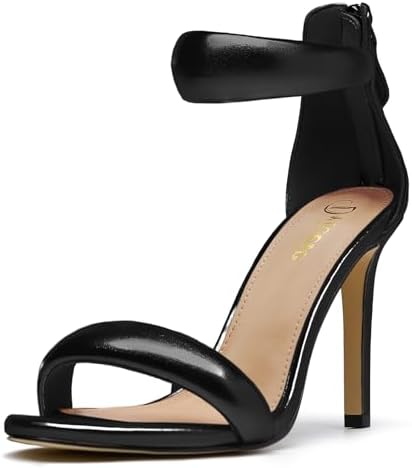 Women's Pump Open Toe Heel Sandals Back Zipper Round Ankle Strapp...