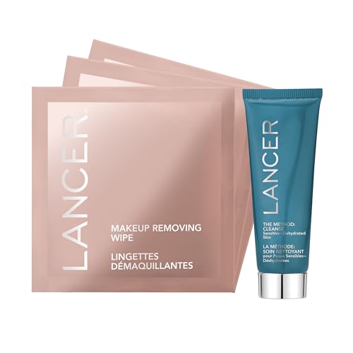 Lancer Skincare Makeup-Removing Wipes, Gentle Individually Wrapped Wipes for Eye and Face Makeup Removal & Method Cleanse 0.2 Ounce (30 Count + Cleanse)
