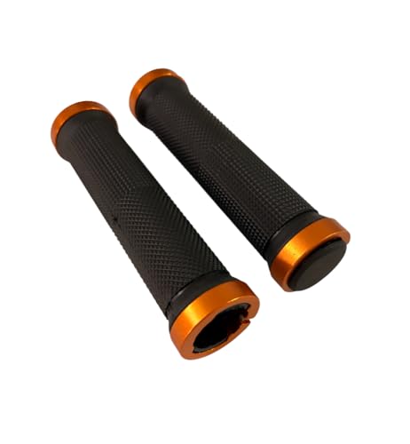 Image of Shrenik Cycle Hand Grip 13cms Length Non Toxic Anti-Slip with Colored Ring for MTB /City Bicycle Handlebar Grips (Black /Orange)