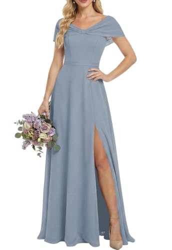 Robe de soirée formelle ZMKI691 de princesse en mousseline de soie