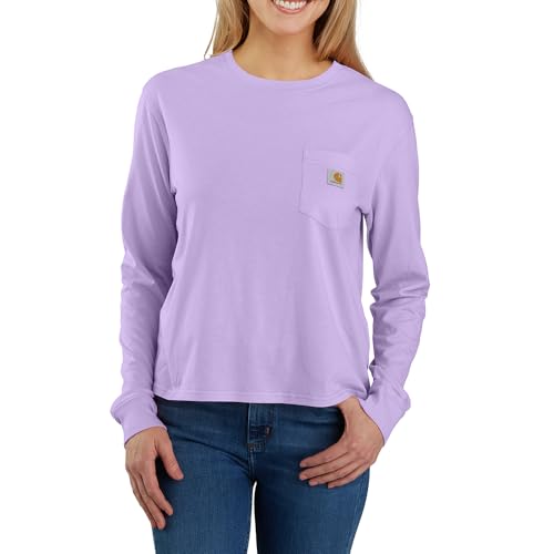 Carhartt Women's Tencel™ Fiber Series Loose Fit Long-Sleeve Pocket T-Shirt, Violet Haze, Medium