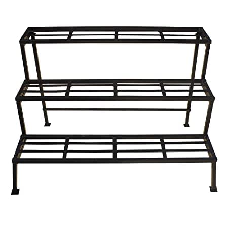 GROWING ART 3 Step Rubberized Base Planter Stand for Multiple Plants and Pots Stand, Indoor Shelf Holder Rack, Gardening Stand,Indoor Outdoor ( Black)