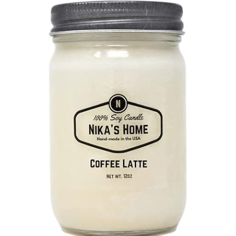 Nika's Home Coffee Latte Soy Candle - 12oz Mason Jar - Non-Toxic Soy Candle-Hand Poured Candle- Handmade, Long Burning Candle-Highly Scented Candle-All Natural, Clean Burning Candle Cover