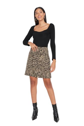 TRENDYOL Falda de Punto de línea A para Mujer Skirt, Schwarz, M